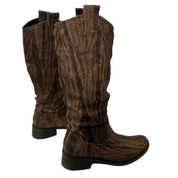 Fiorangelo Boots Italian Snakeskin Leather Brown Handcrafted W Shimmer size 6 - Picture 14 of 17